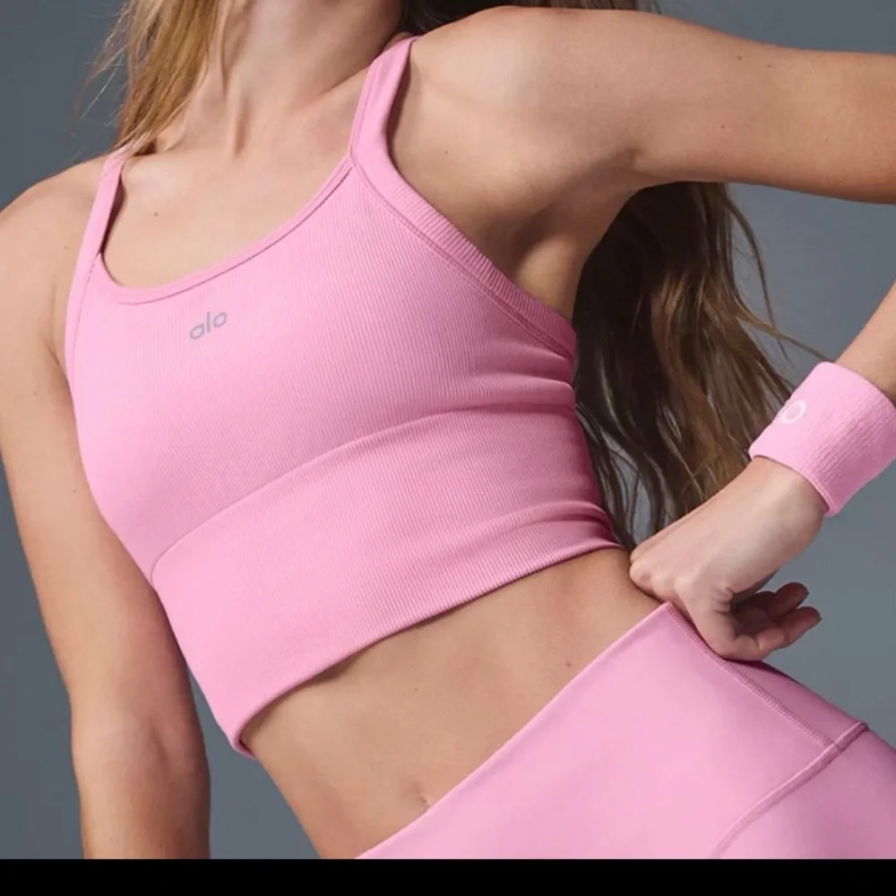 ALO Yoga Bubblegum Pink Ribbed Crop Tank - Picture 11 of 11